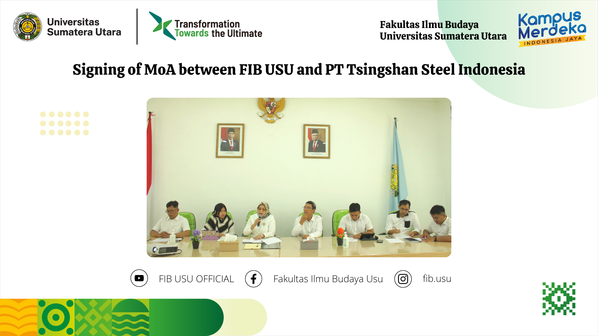 Signing of MoA between FIB USU and P.T Tsingshan Steel Indonesia